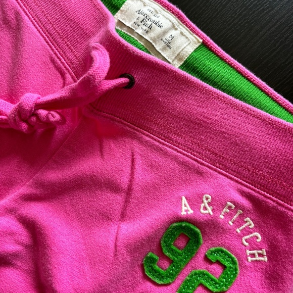 Abercrombie & Fitch Bright Pink Joggers with Green Detail - Picture 2 of 2
